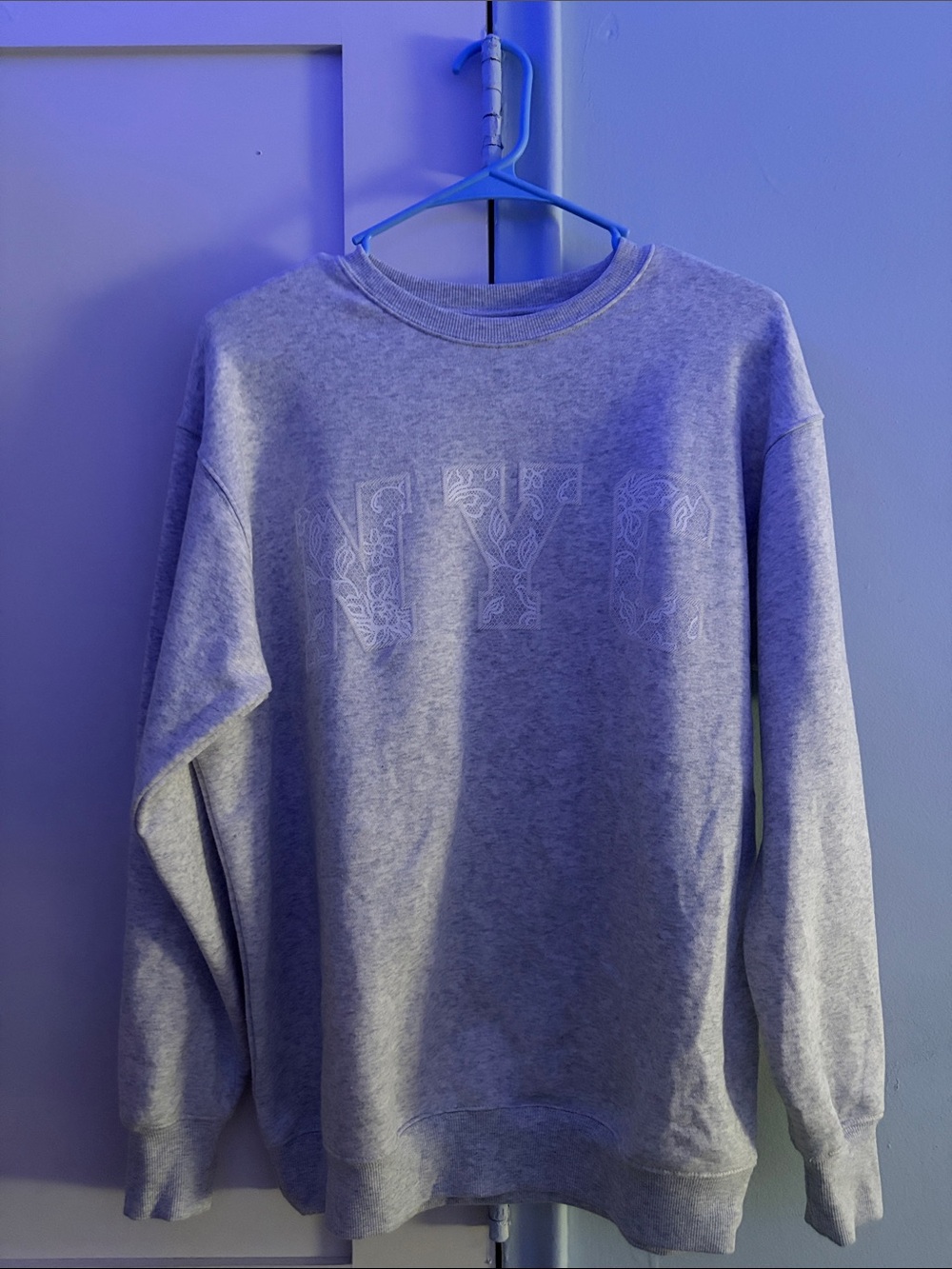 No Boundaries Gray Crewneck Sweatshirt with Tonal 'NYC' Graphic